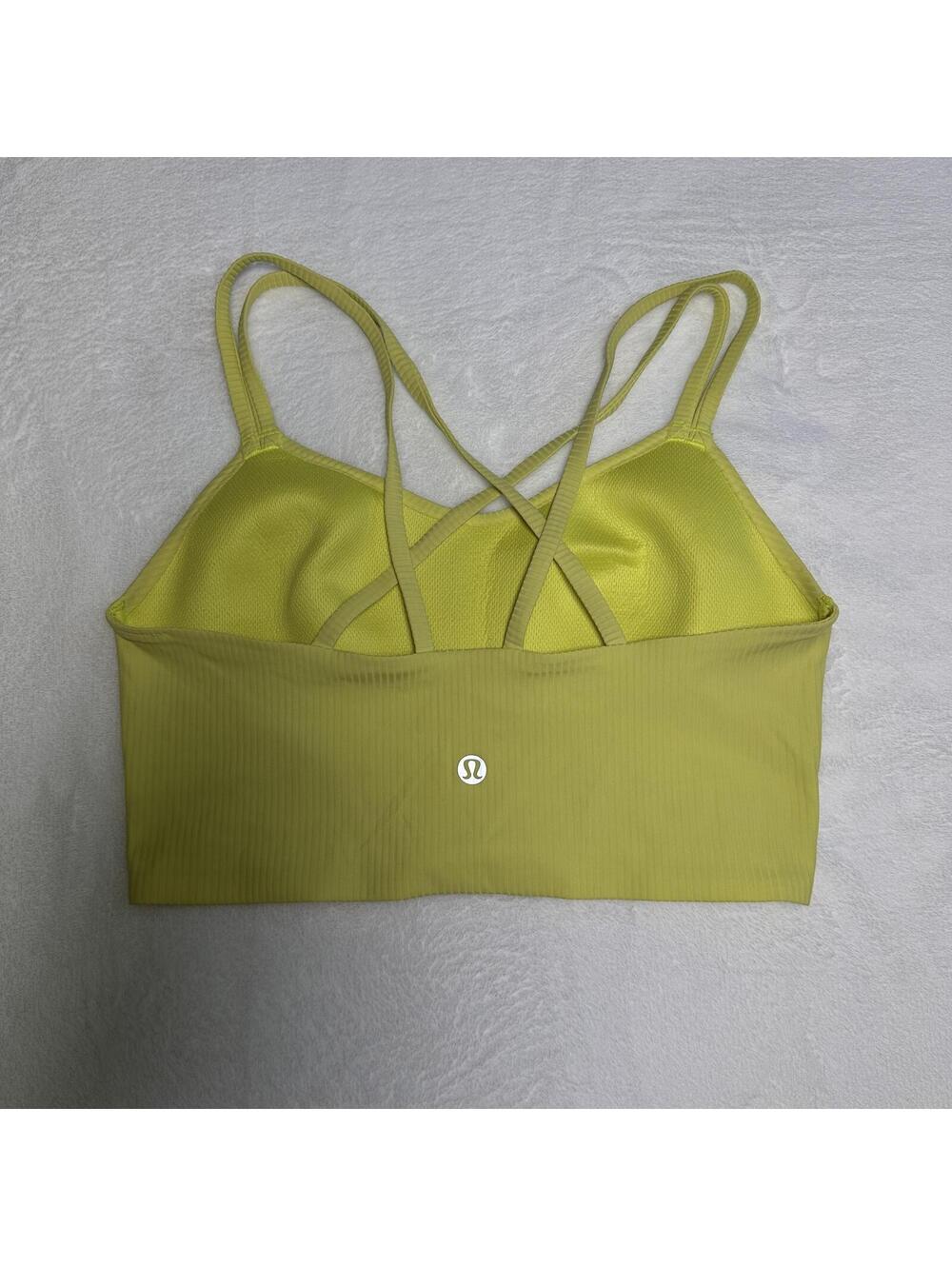 Lululemon Yellow Ribbed Sports Bra with Strappy Back Size 4/6